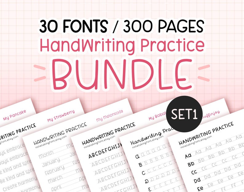 Neat Handwriting Practice Bundle, Handwriting Worksheet Handwriting Practice Sheet Alphabet Writing Practice Hand Lettering Workbook bundle