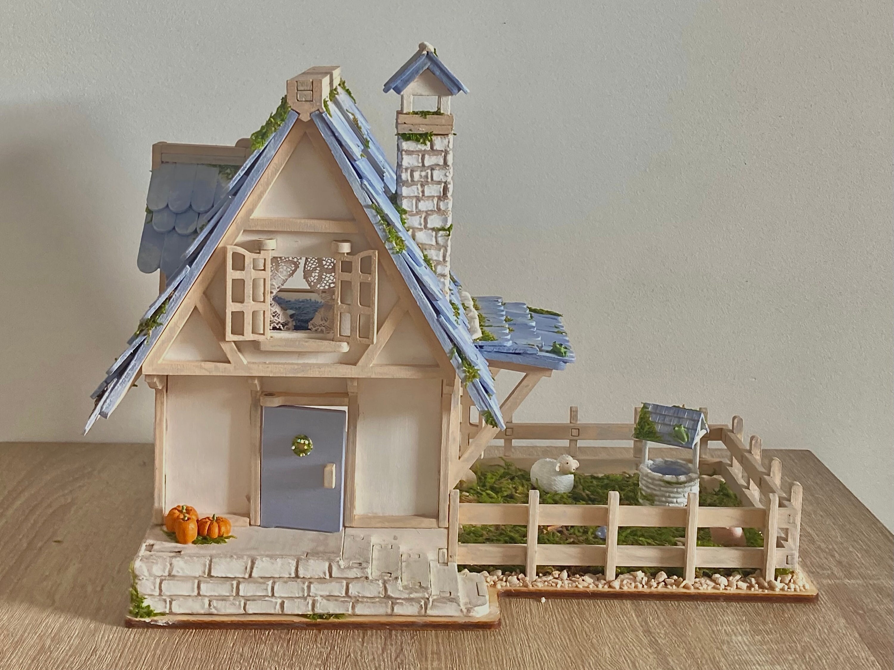 Miniature Cottagecore Wooden Dollhouse With Garden and Animals, 100% ...