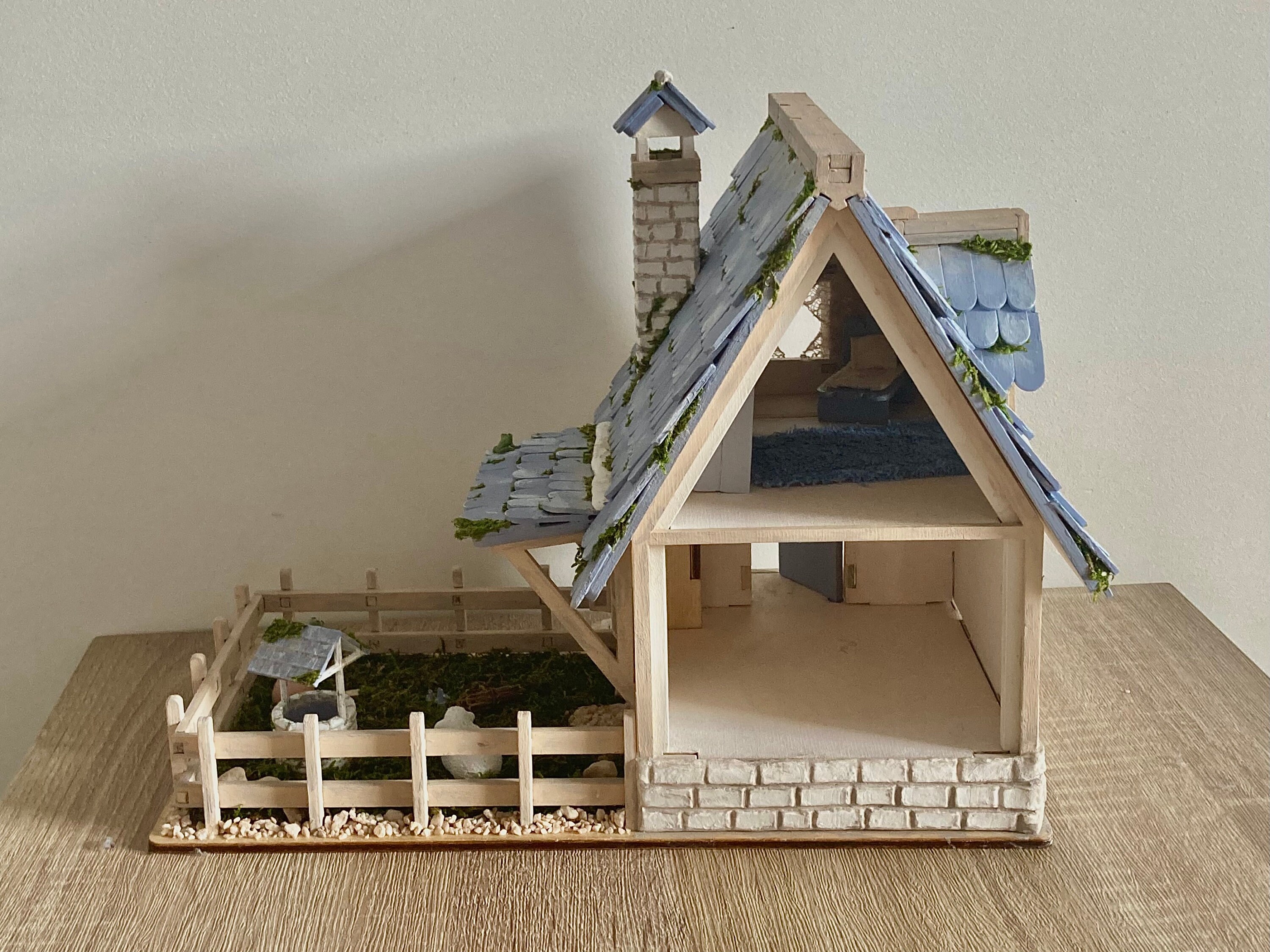 Miniature Cottagecore Wooden Dollhouse With Garden and Animals, 100% ...