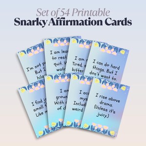 54 Cartões de Afirmação Engraçados e Sarcásticos para Imprimir para Autocuidado, Alívio do Estresse, Saúde Mental, Motivação, Humor Diário e Presentes Atrevidos