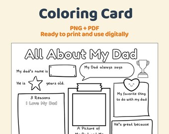 All About My Dad Coloring Card: Father's Day Printable (PDF + PNG)
