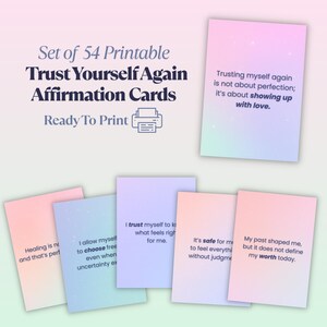 54 Cartas de Afirmação Confie em Si Mesmo Novamente – Baralho para Imprimir para Autocompaixão, Reconstrução da Confiança, Autoconfiança, Cura Interior e Crescimento