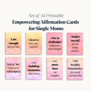 Cartões de Afirmação Empoderadores para Mães Solteiras – 54 Citações em Aquarela para Imprimir para Incentivo Diário | Download Digital Instantâneo