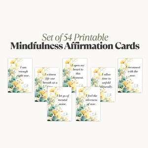 Cartões de Afirmação de Atenção Plena para Imprimir – 54 Citações Calmantes para Presença Diária, Autocuidado, Meditação e Bem-Estar Mental | Download Instantâneo