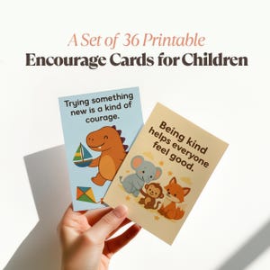 Aanmoedigingskaarten voor kinderen – 36 afdrukbare bevestigingskaarten voor vertrouwen, vriendelijkheid, moed en emotioneel leren van kinderen