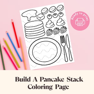 Build a Pancake Stack Coloring Page – Printable Cut and Paste Pancake Activity, Fun Food Assembly Craft for Kids & Classrooms