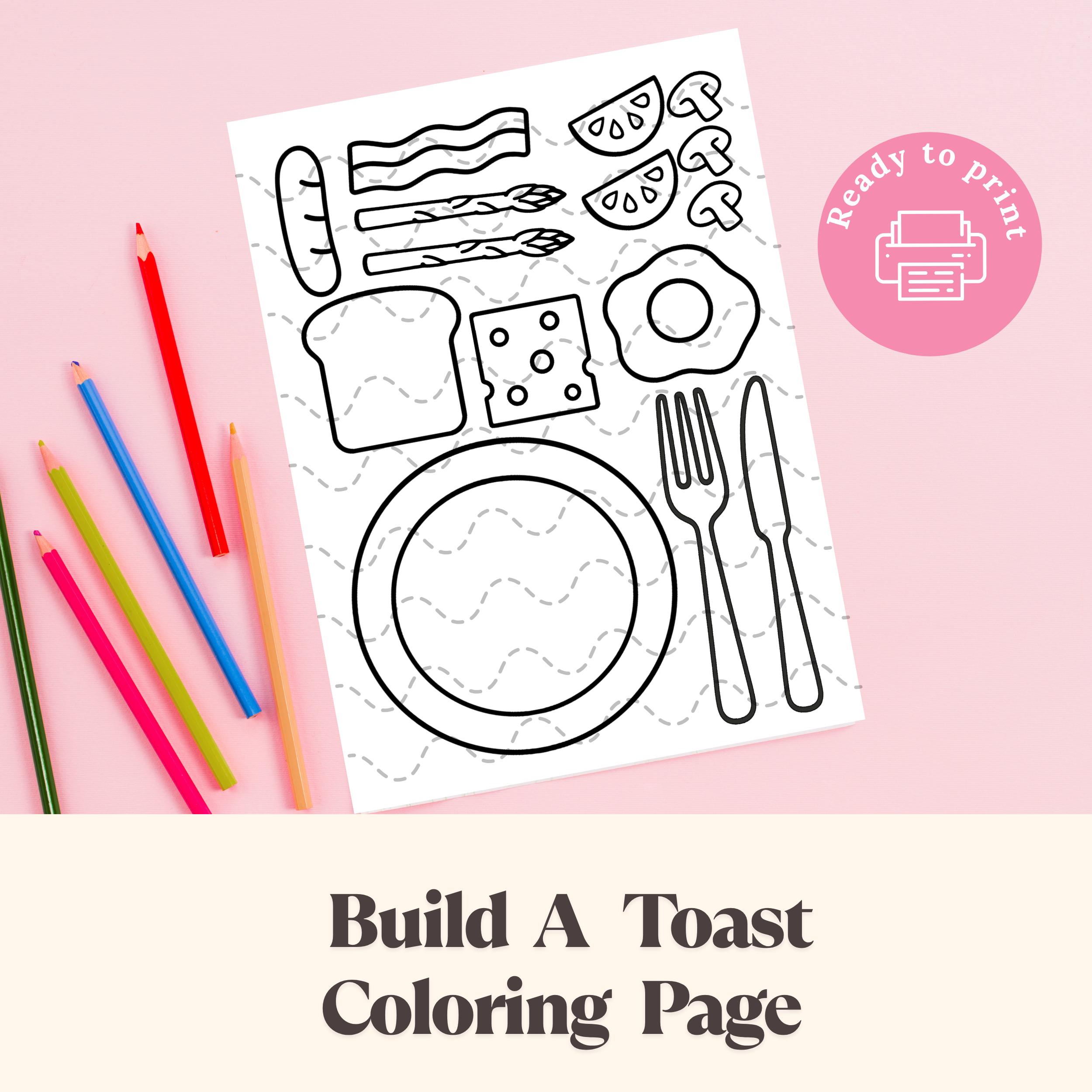 Build a Toast Coloring Page: Food Assembly Craft (PDF & PNG) - Etsy