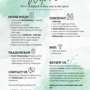 Digital Airbnb/Vrbo Welcome Sign Template - Fully Customizable