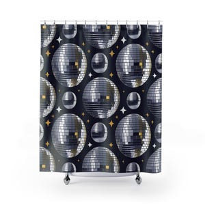 Disco Ball Shower Curtain | Fun Bathroom Decor, Retro Home Accents, Party Vibes, Unique Gift, Versatile Shower Accessories