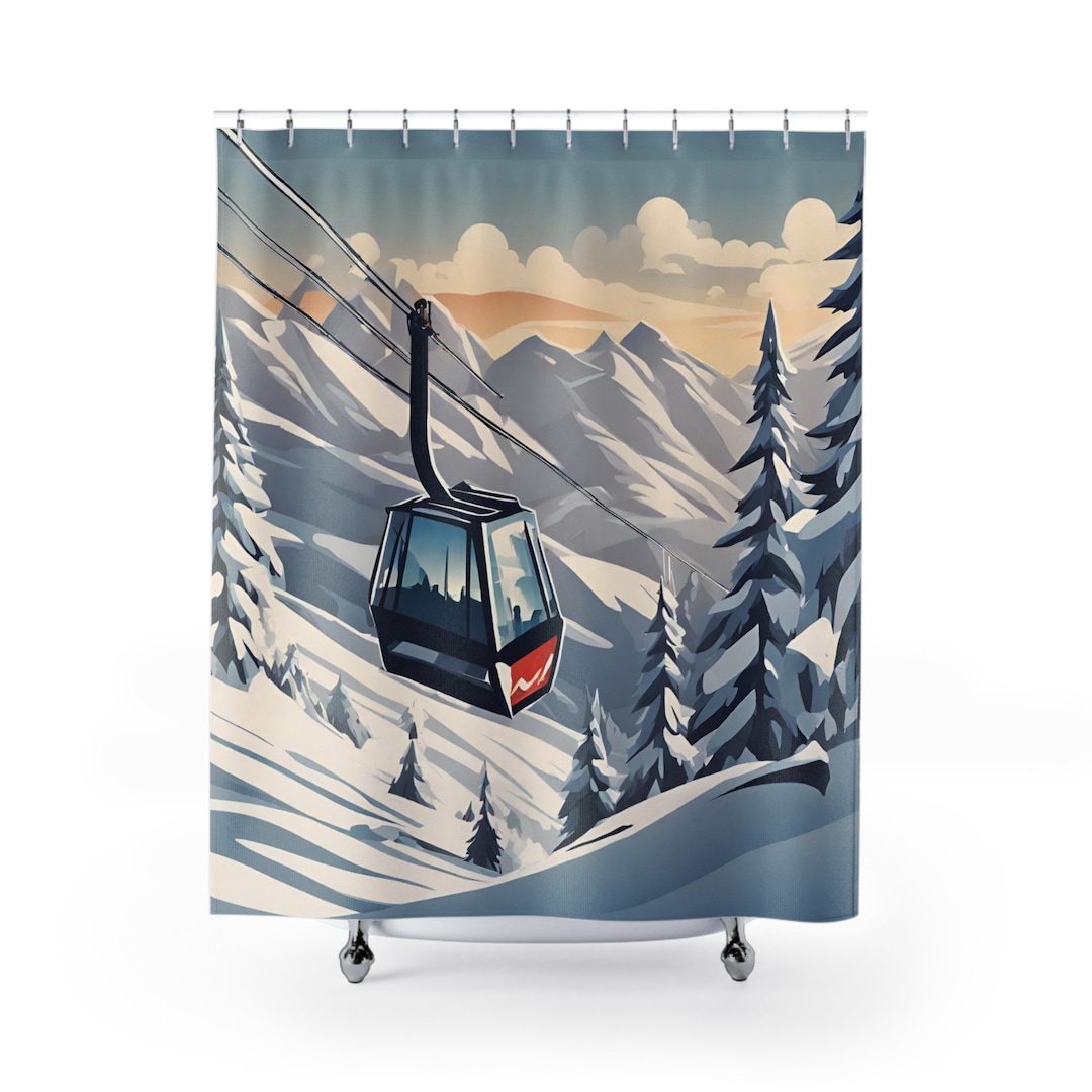 Ski Shower Curtain, Gondola Shower Curtain, Skiing, Shower Curtains