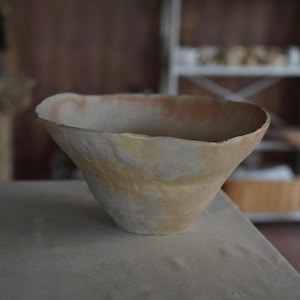 Handmade Anagama Fired Ceramic Bowl – Wabi Sabi Pottery Centerpiece – Organic Sculptural Decor – Rustic Fruit Bowl – Wood Fired Art Piece