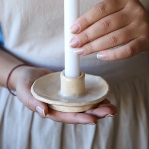 Handmade Ceramic Candle Holder, 11 cm Taper Candle Holder, Rustic Minimalist Home Decor, Unique Pottery Gift