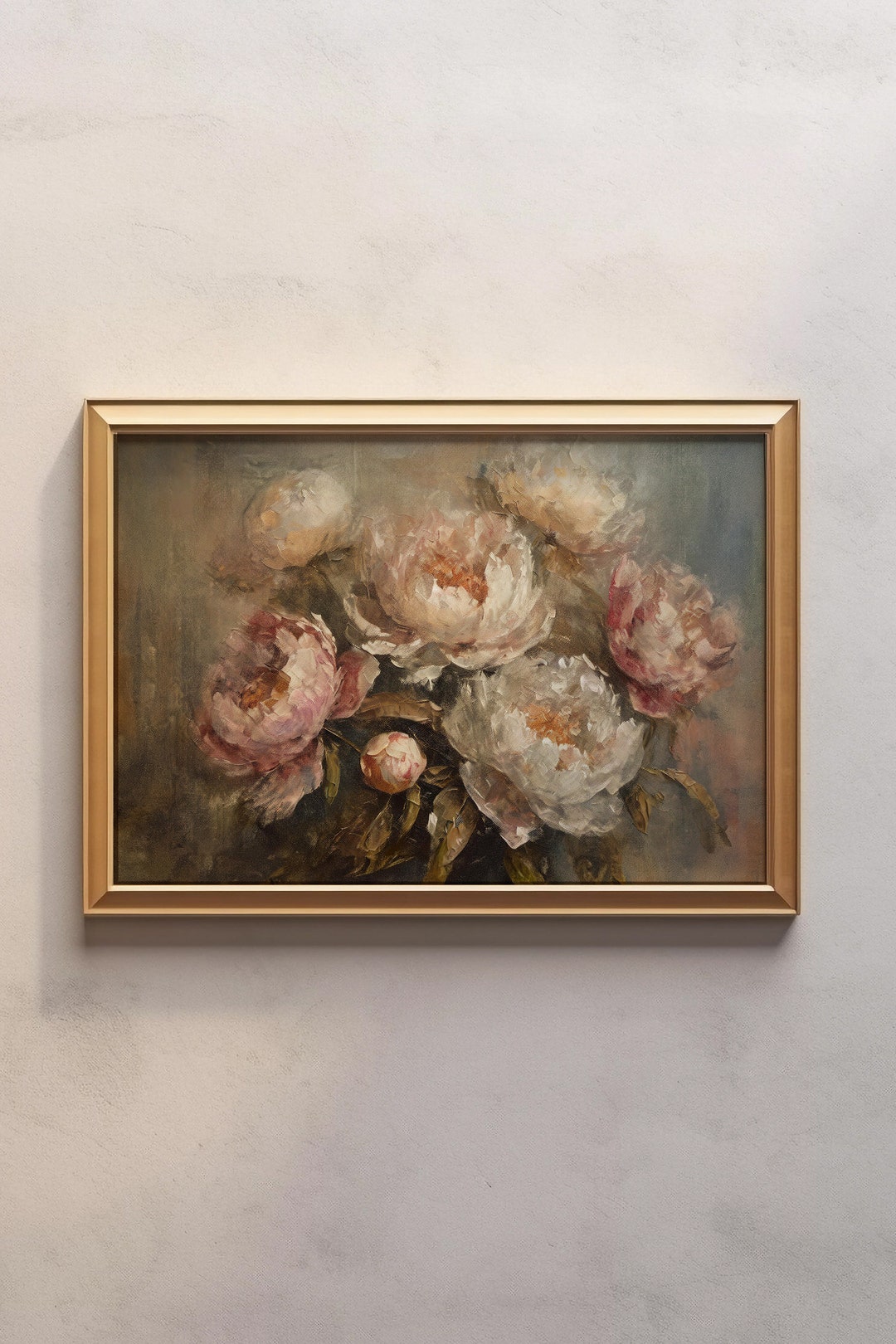 Moody Floral Oil Painting PRINTABLE Dark Vintage Still Life Print ...
