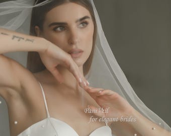 Etsy Two Pearl Veil   Pearl Veil With Blisher Pearl Birdcage Veil   Pearl Veil  Long Veil With Pearl  Pearl Veil Short  Bridal Wedding Veil