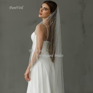 Long Pearl Veil  Cathedral Pearl Bridal Veil    Pearl Veil  Pearl Wedding Veil   Wedding Veil   Veil With Comb   Veil For Bride With Pearls