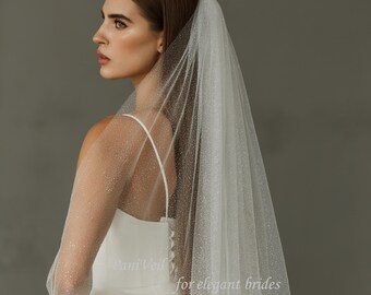 Glitter Tulle Wedding Veil, Cathedral Sparkle, Light Ivory