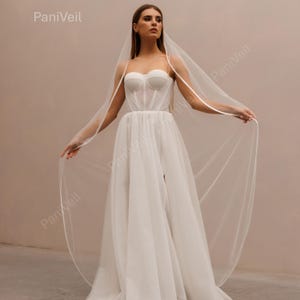Soft Satin Edge Veil Satin Ribbon  Edge Bridal Veil  Wedding Ivory Veil  Bridal Satin Veil  Veil Ribbon  Tulle   Tulle With Satin  Edge Veil