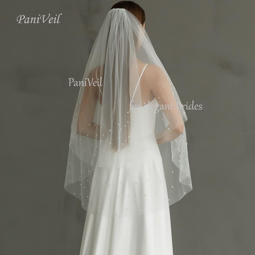 Two Tier Wedding Bridal Pearls Veil With Comb