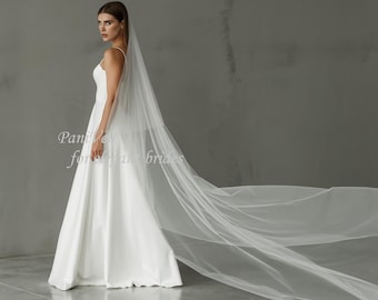 Two Tier Plain Tulle   Plain Bridal Veil  Long Plain Veil  Cathedral Veil Plain  Plain Wedding Veil   Wedding Veil Plain Double Tier Veil