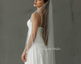 Long Pearl Veil  Cathedral Pearl Bridal Veil    Pearl Veil  Pearl Wedding Veil   Wedding Veil   Veil With Comb   Veil For Bride With Pearls