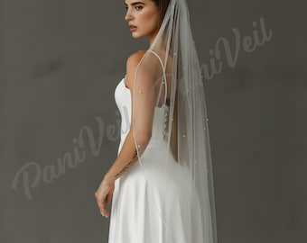 Voile de perle Voile de mariage Etsy Voile de mariage avec cristaux Voile de bord de perle Voile bordé de perles Voile de mariage bord de perles Voile de décoration nacré
