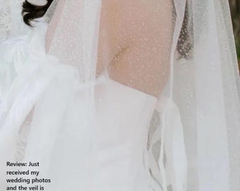 Glitter Wedding Veil Simple Wedding Veil  Glitter Wedding Veil   Sparkle Tulle Veil  Cathedral Sparkle Simple Bridal Veil  Sparkle Tulle