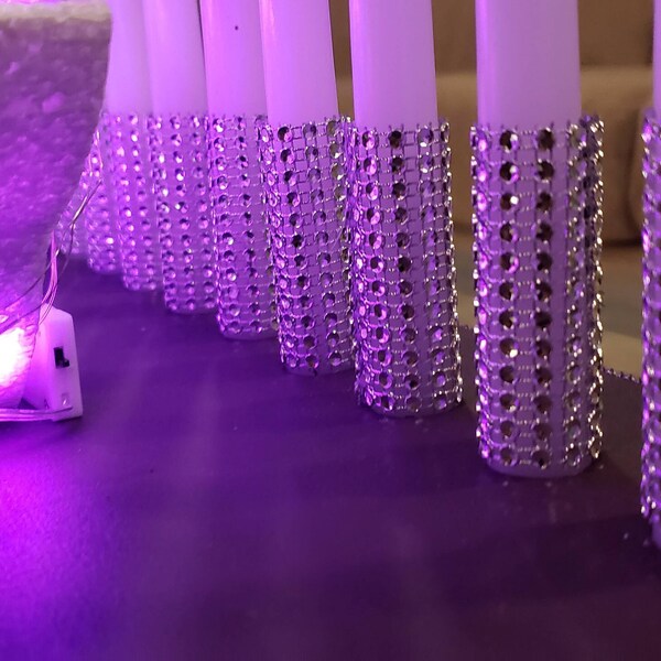 Rhinestone cylinders for candles. **Candles not included**