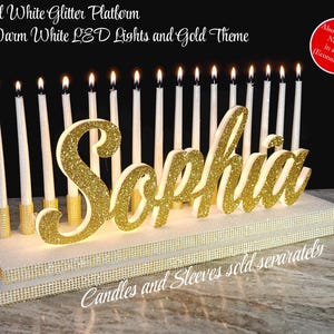 Sweet 16 Candelabra LED-Namensschild Herzstück | Kerzen-Beleuchtungs-Anzeiger für Quinceamaßa, Bat/Bar Mitzvah | Kerzen separat erhältlich
