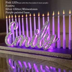 Customizable LED Name Sign and Two-Tiered Candelabra Centerpiece- Sweet 16 - Quinceañera - Bat Mitzvah - Party -Celebration ***NO CANDLES***