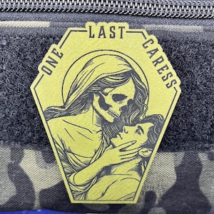 Écusson moral Une dernière caresse, écusson tactique, écusson de la mort, écusson de carte de tarot, fermeture auto-agrippante, pour sacs de rangement, chapeaux et porte-assiettes