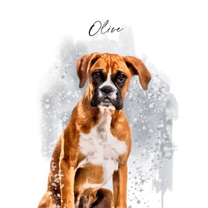 Custom Pet Portrait, Digital Watercolor Painting from Photo, Memorial Pet Gift