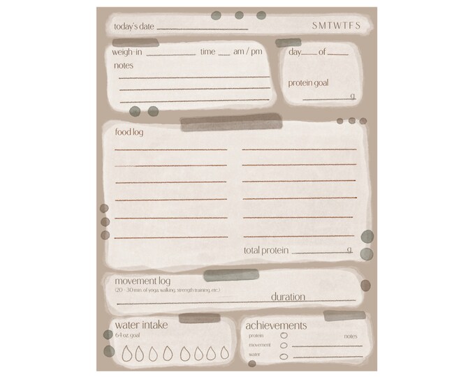 Protein Tracking Printable Sheet, Weight Loss Printable, Food Tracking ...