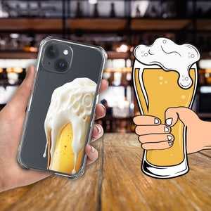 Beer glass phone case l Beer bubble white foam l Funny iPhone cover l Unique design phone case l iPhone 14 case l iPhone 15 case