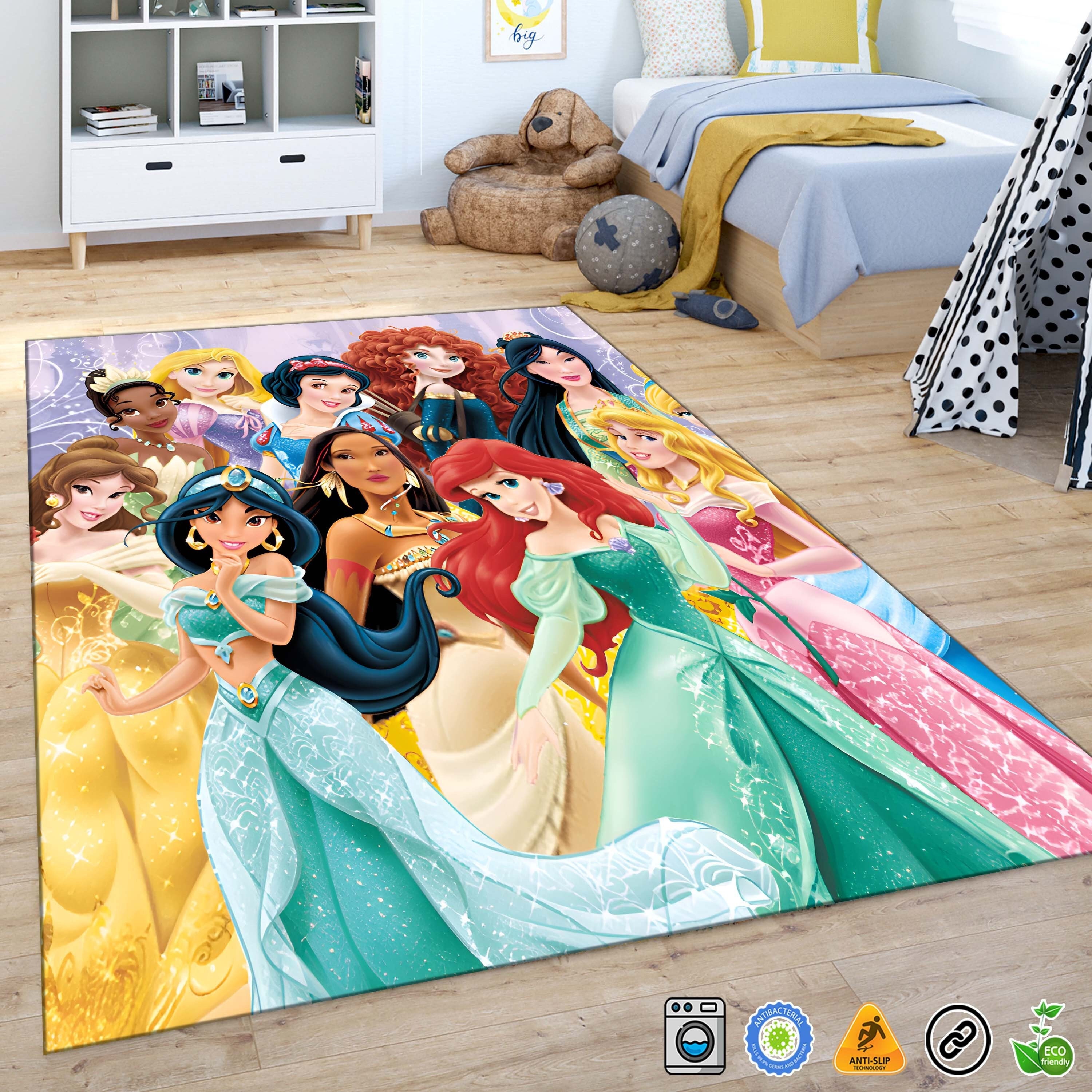 Discover Princesses, Kids Room Rug, Rapunzel Rug, Snow White, Ariel Rug, Fa Mulan Rug, Girl Room Rug, Cute Rug, Nursery Rug, Kids Room Decor