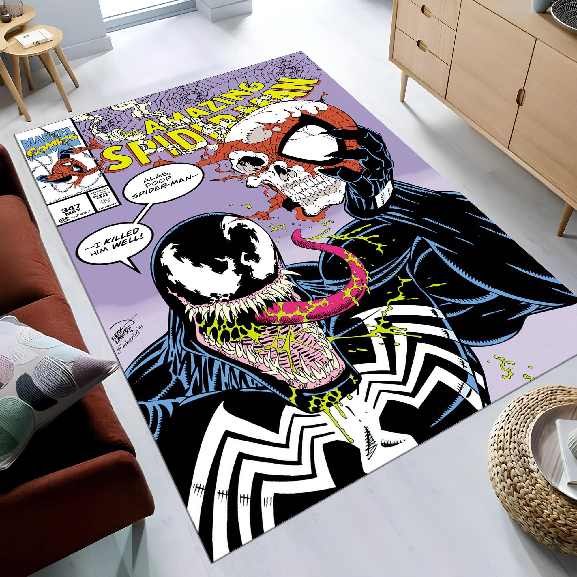 Venom Rug, Spider-man Rug, Movie Art, Popular Characters Rug, Movie ...