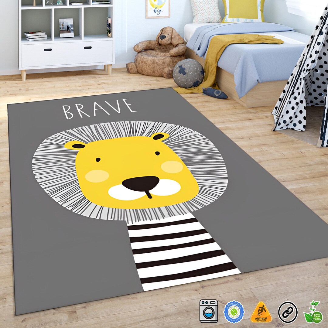 Lion King Rug Lion Rug Yellow Lion Room Rug Nonslip Gift Etsy