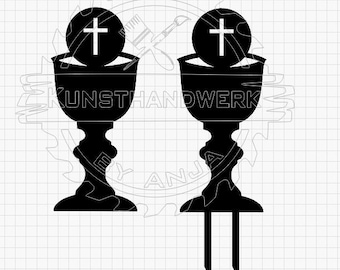 Chalice Cake Topper Communion Confirmation Baptism IHS Digital File Lightburn, DXF, SVG Download
