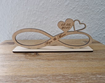 Unendlichkeitszeichen Infinity Sign Hochzeitsgeschenk Verlobung personalisierbar love Holz natürlich