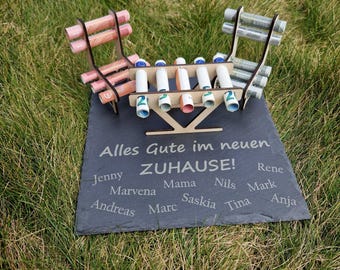 Geldgeschenk Stuhl Tisch, Geburtstag Geschenke aus Holz Geld verpacken originelle Geldgeschenke zum Einzug Umzug personalisierbar Wunschtext