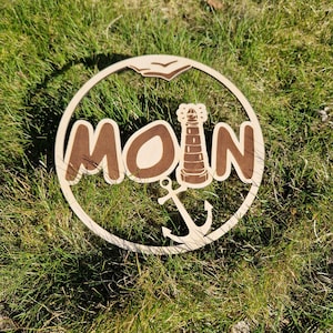 Ghirlanda per porta Moin con faro ancora file tagliato al laser file digitale download SVG DXF AI Lightburn regalo regalo marittimo decorazione per finestra Loop