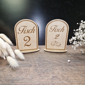 Tischnummern für Hochzeit Kommunion oder Taufe aus Holz Sitzplan Hochzeitstisch Tischdeko Hochzeitstafel Tischschild natürlich modern