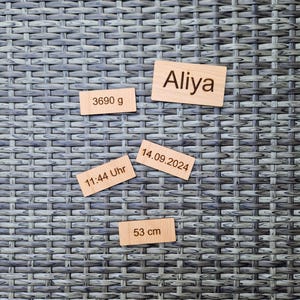 Holzschild Holzschilder zur Geburt mit Namen und Daten Holzschildchen personalisierbar Wunschgravur personalisiert Baby Meilensteine Taufe