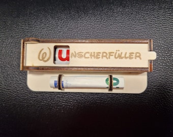 Duplo Box Wish Fulfiller Box with holder for banknotes or vouchers 4 mm DXF Lightburn, SVG, AI Lasercutfile Gift packaging