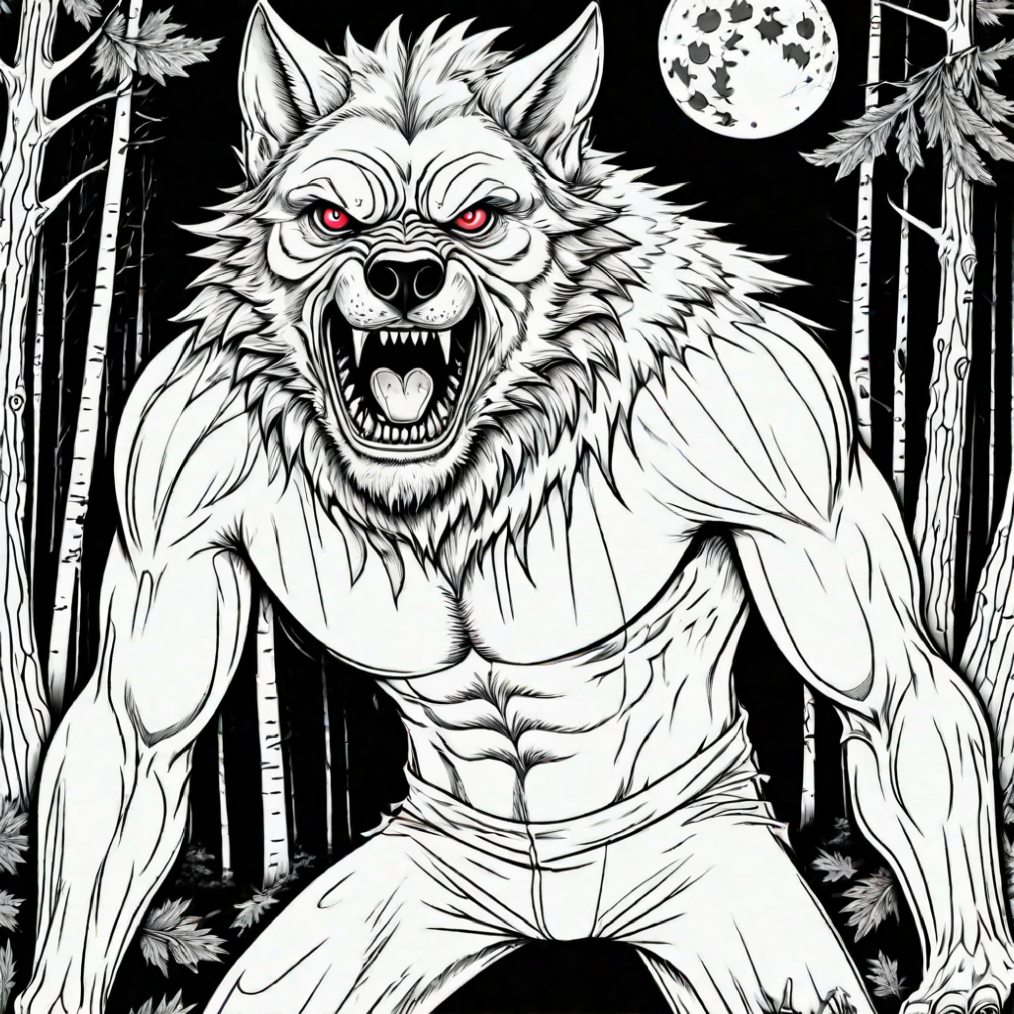 5 Werewolves Coloring Pages Digital Only Halloween Etsy