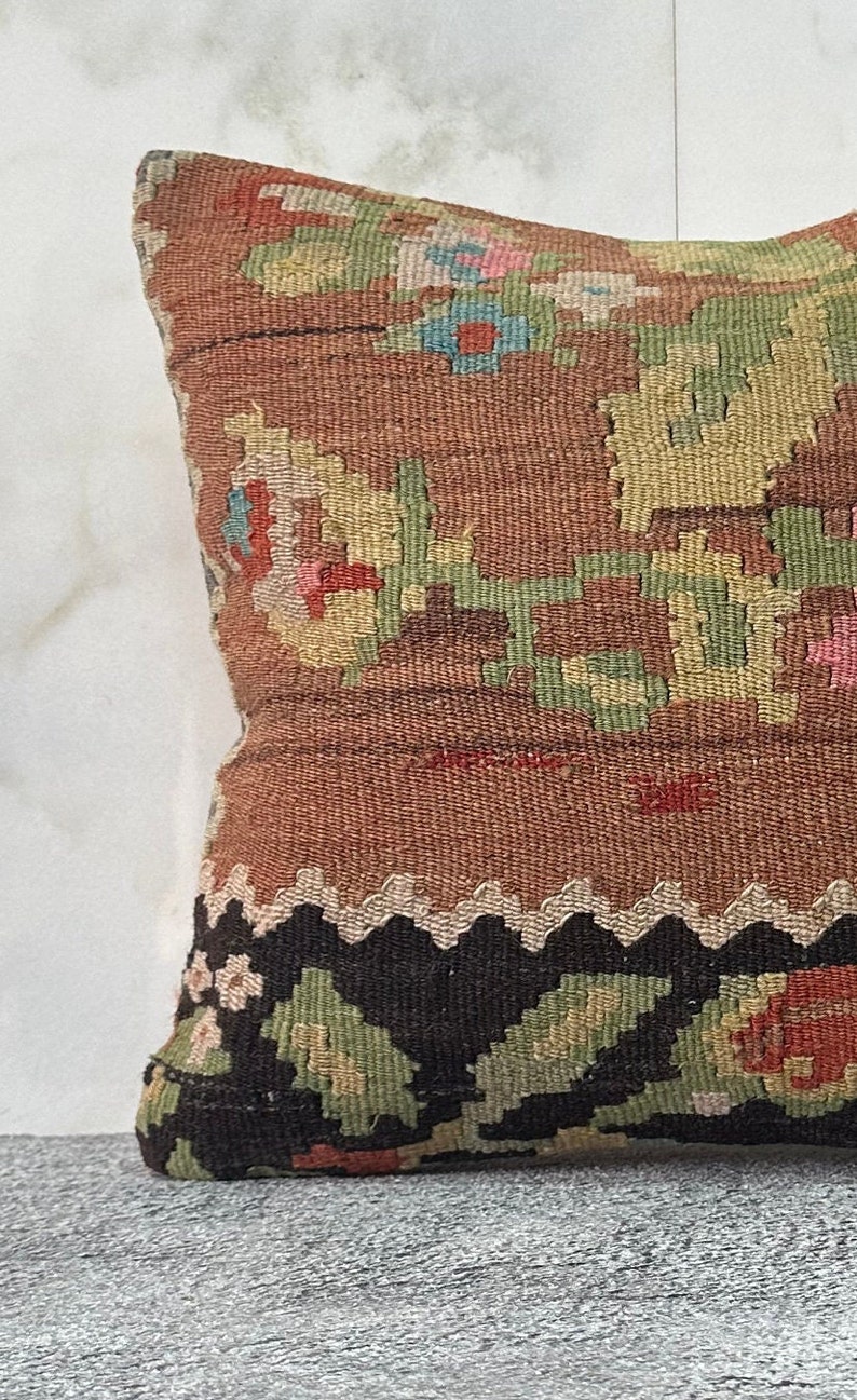 Bohemian Kilim Pillow, 16x16 Turkish Kilim Pillow, Vintage Kilim Pillow, Outdoor Pillow, Boho