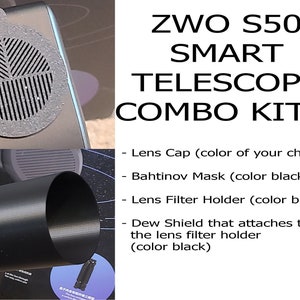 ZWO Seestar S50 Telescope Combo Kit 1 - Dew Shield For Lens Filter, Lens Cap, Bahtinov Mask, Lens Filter Astrophotography Gift Accessories