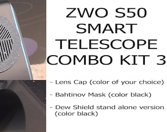 ZWO Seestar S50 Telescopio Combo Kit 3 - Versión independiente con escudo contra el rocío, tapa de lente, máscara Bahtinov, accesorios de regalo para astrofotografía