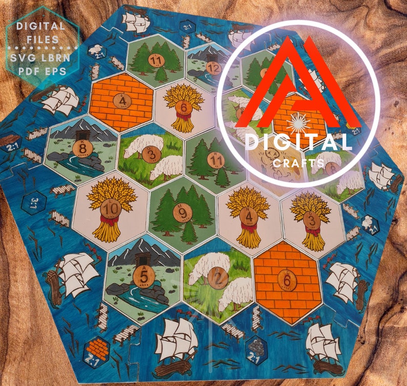 Cataninspired Boardgame SVG Laser Cut Catan Board Game Etsy