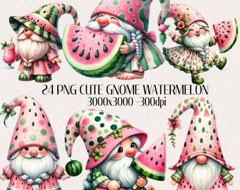 Cute watermelon gnome clipart, gnome clipart, watermelon clipart, summer gnome clipart, fruit gnome clipart, cute gnomes png