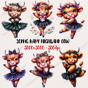 Cute Baby Highland Cow Clipart, Highland Cow PNG, Cute Highland cow Clip Art PNG, Highland Cow Design